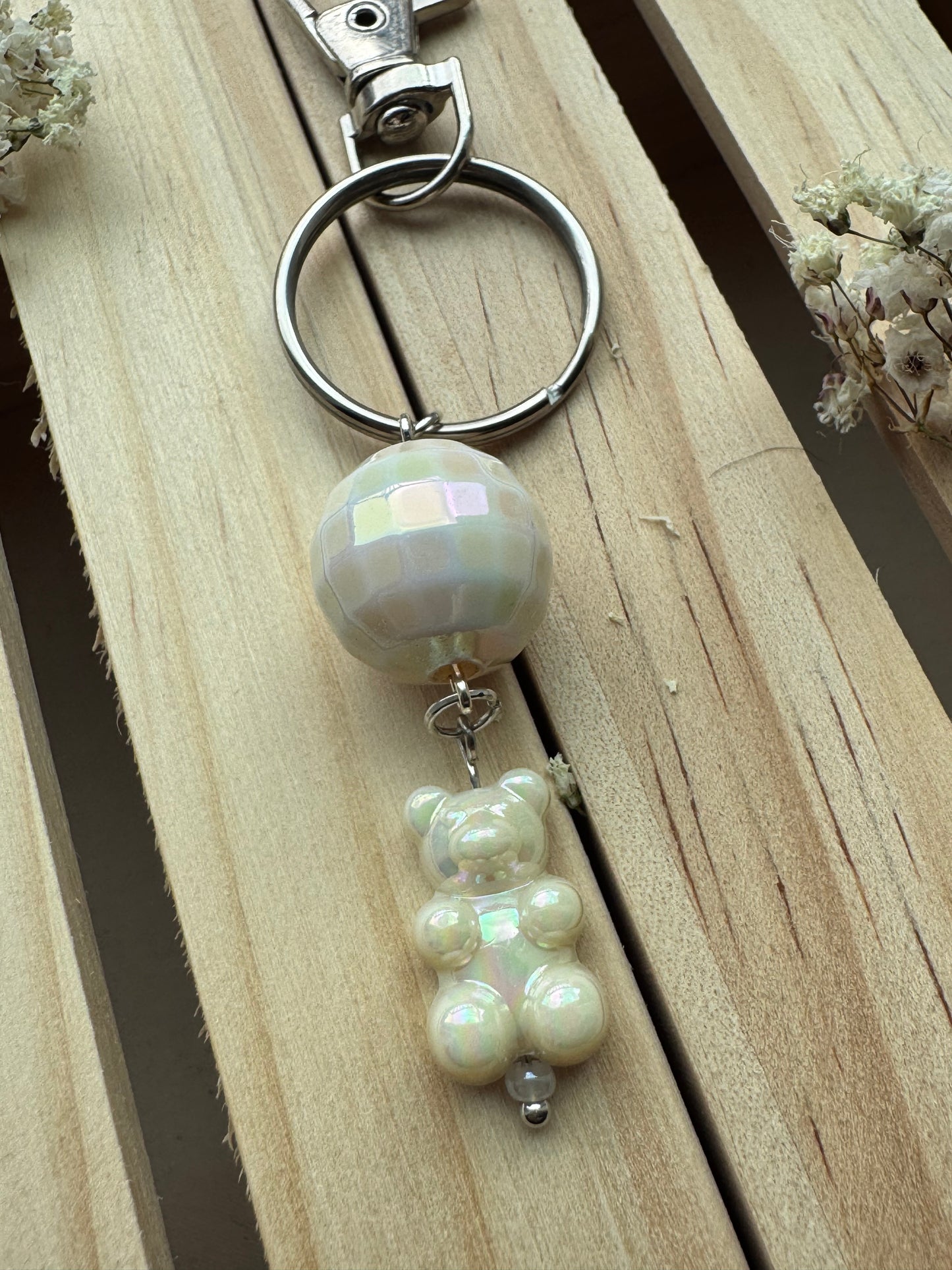 Disco Bear - Key Ring - Cream