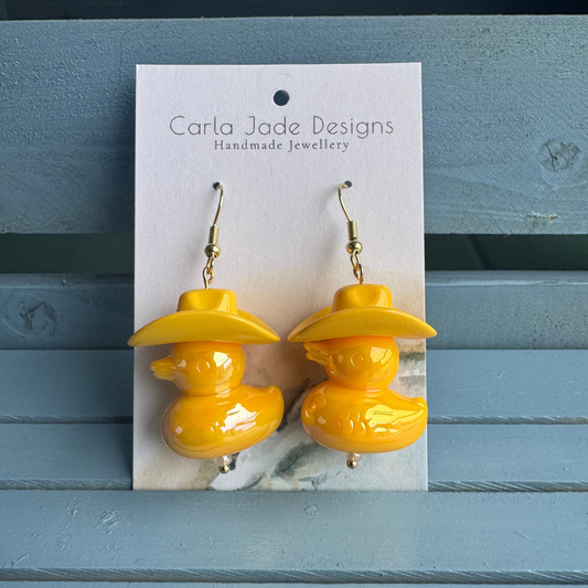 Cowboy Duck Earrings - Yellow