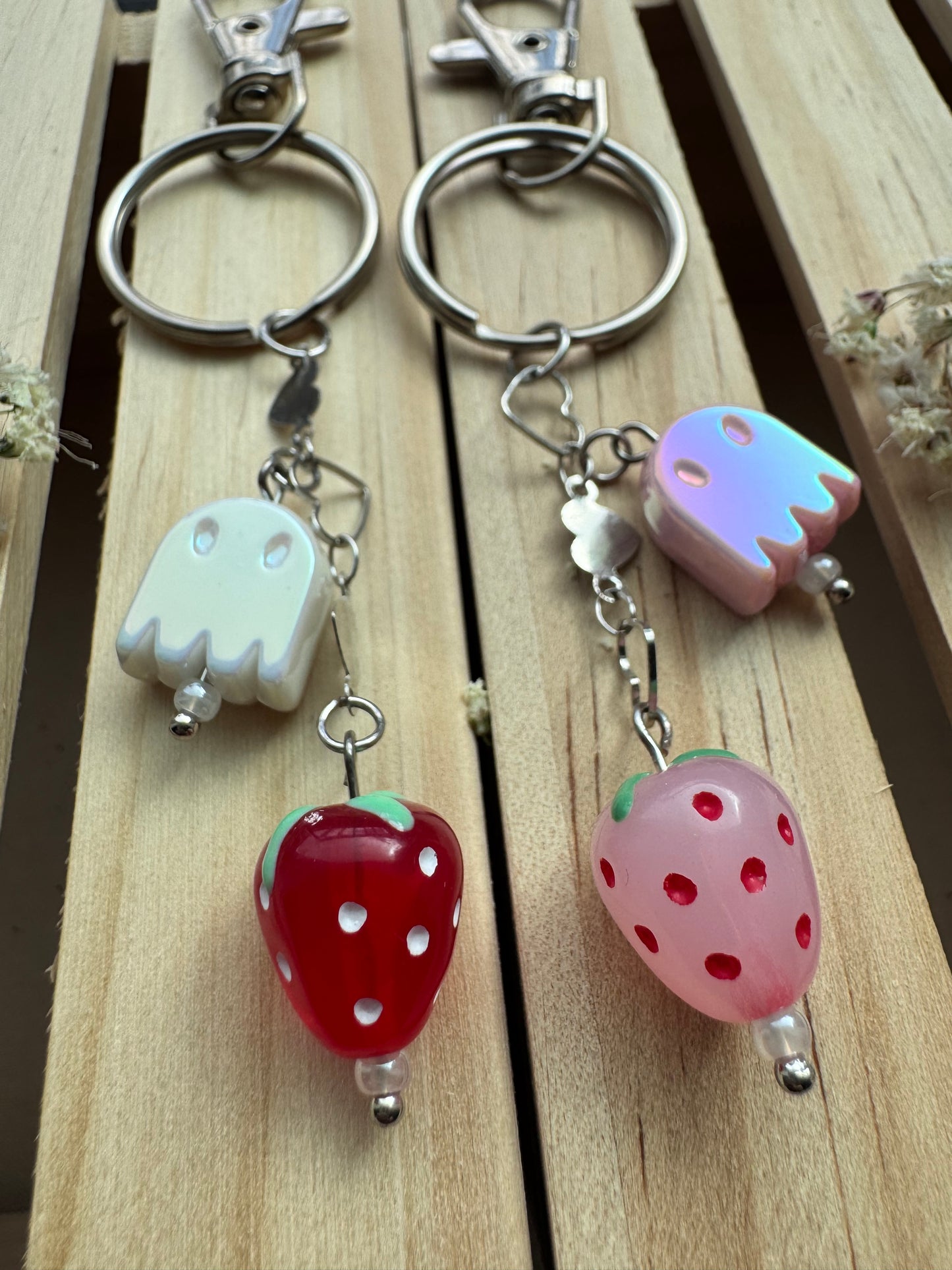 Strawberry Ghost - Key Ring - Pink