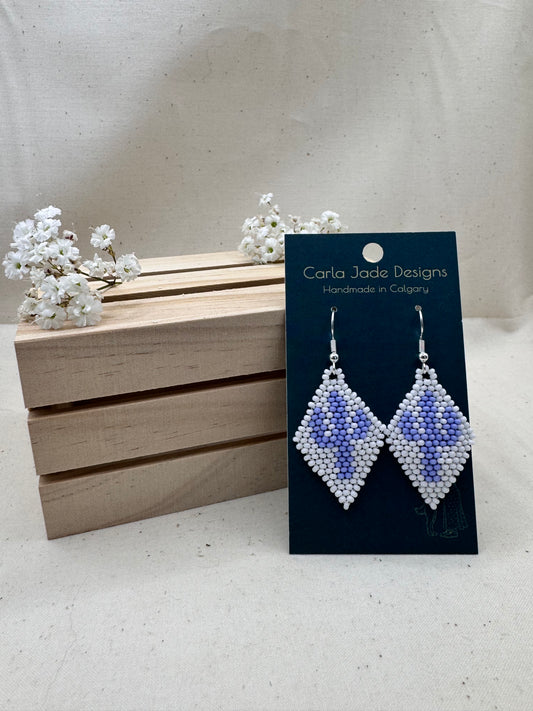 Cactus Earrings - Purple and White