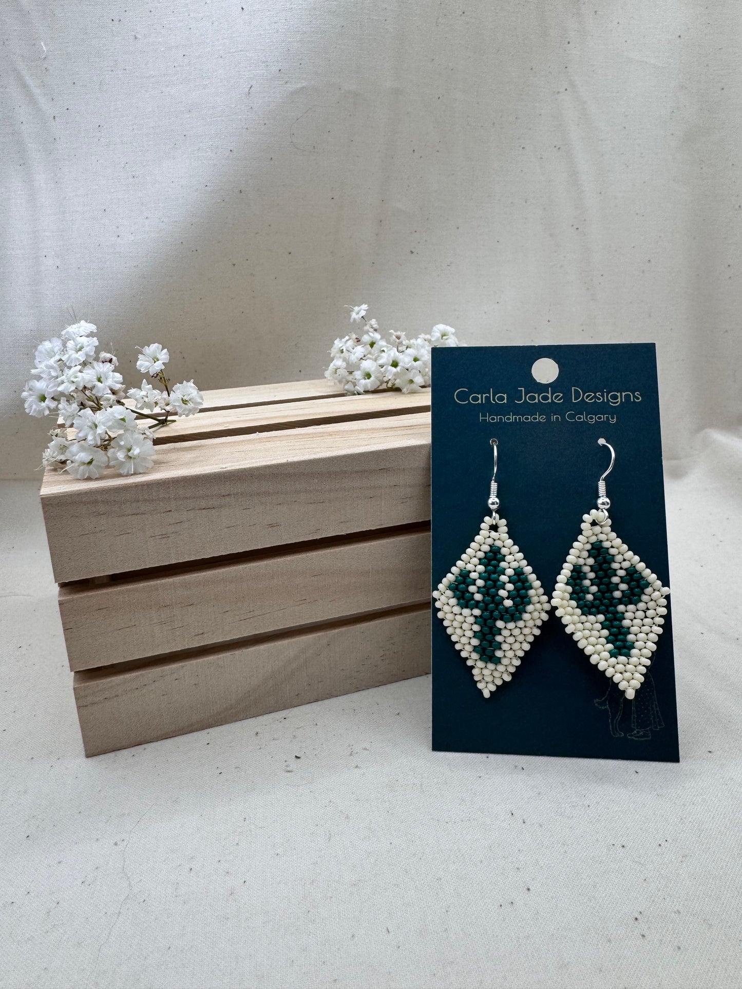 Cactus Earrings - Green and Cream