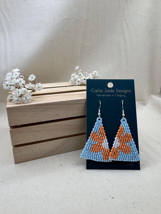 Flower Earrings - Blue and Orange