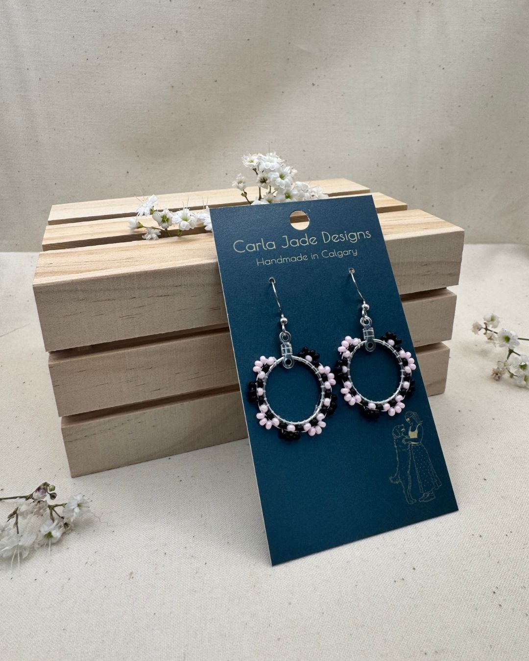 Bloom Hoop Earrings - Midnight Blush
