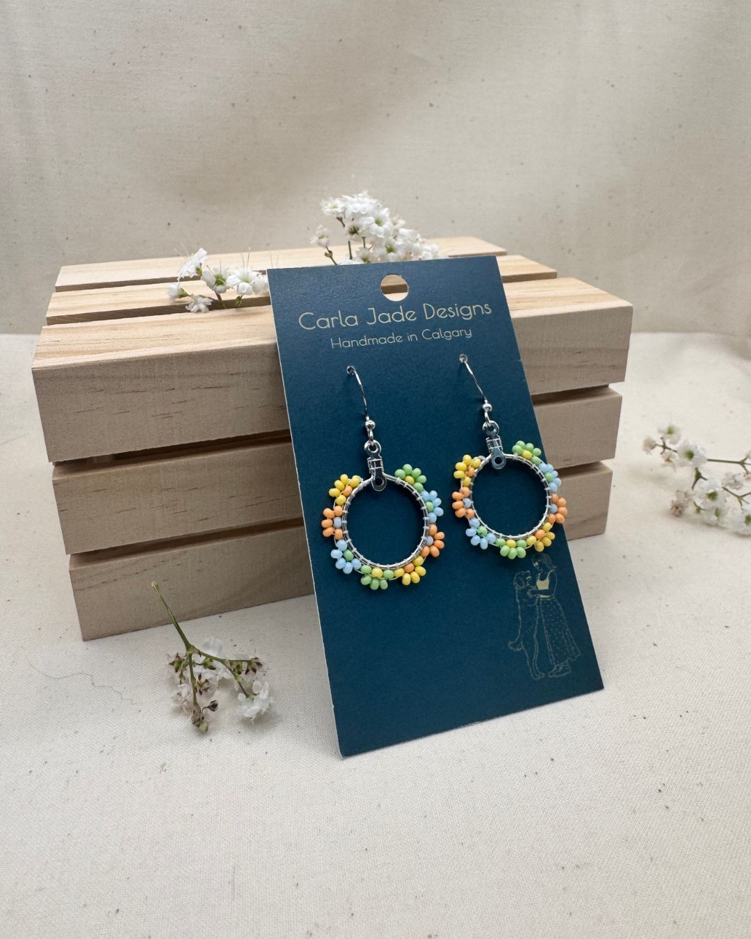 Bloom Hoop Earrings - Pastel Party