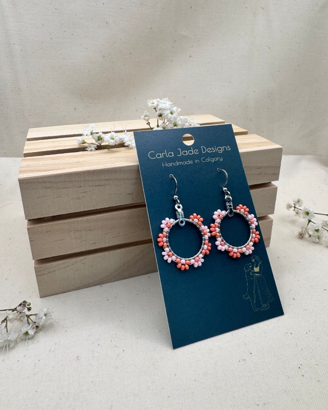 Bloom Hoop Earrings - Peach Picnic