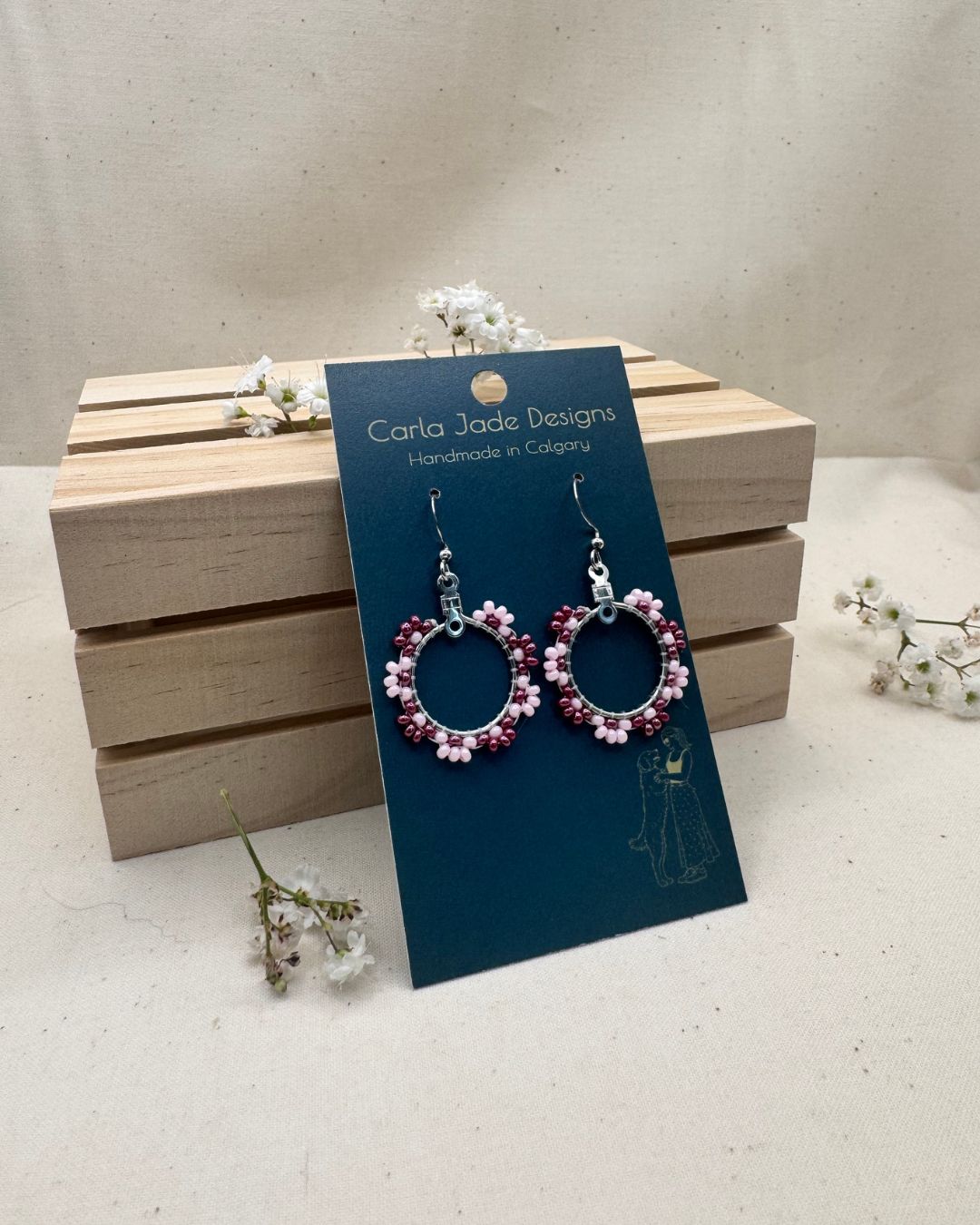 Bloom Hoop Earrings - Berry Rosé