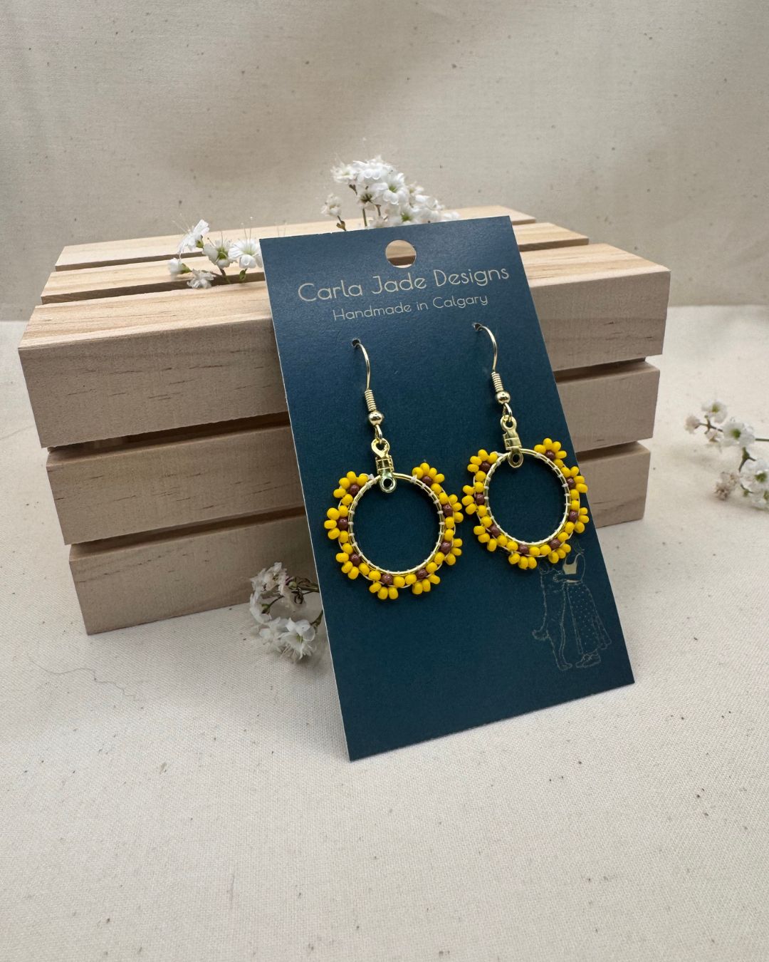 Bloom Hoop Earrings - Sunflower