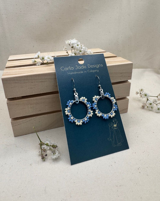 Bloom Hoop Earrings - Bluebell Sky