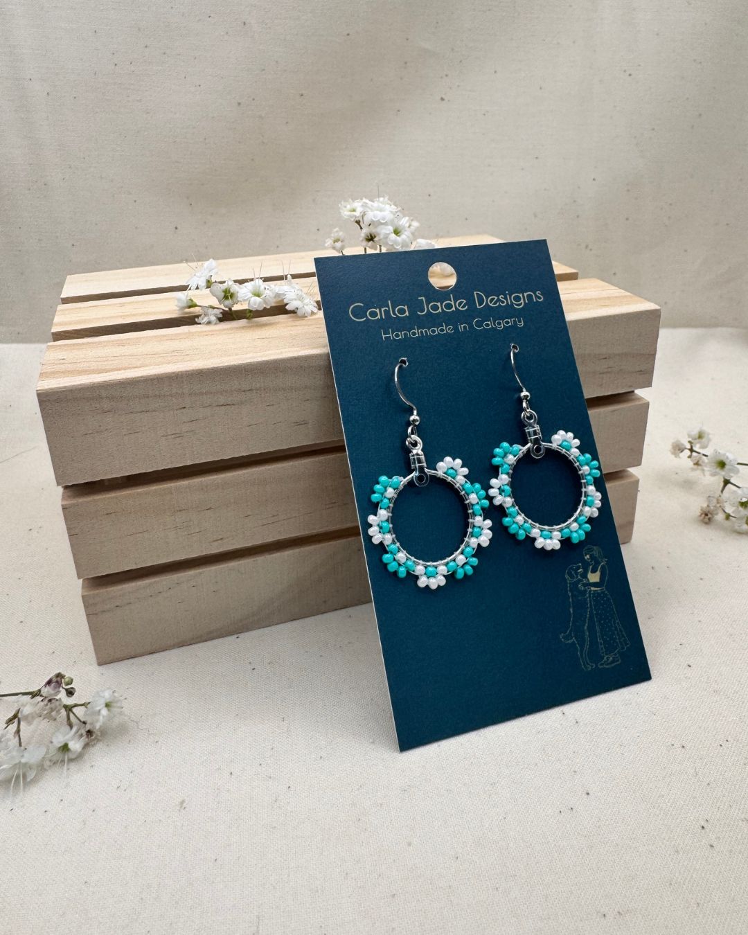 Bloom Hoop Earrings - Turquoise Tide