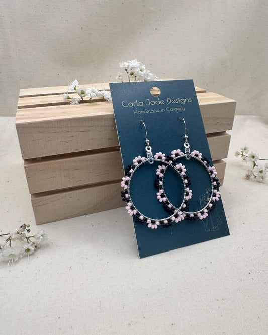 Bloom Hoop Earrings - Midnight Blush