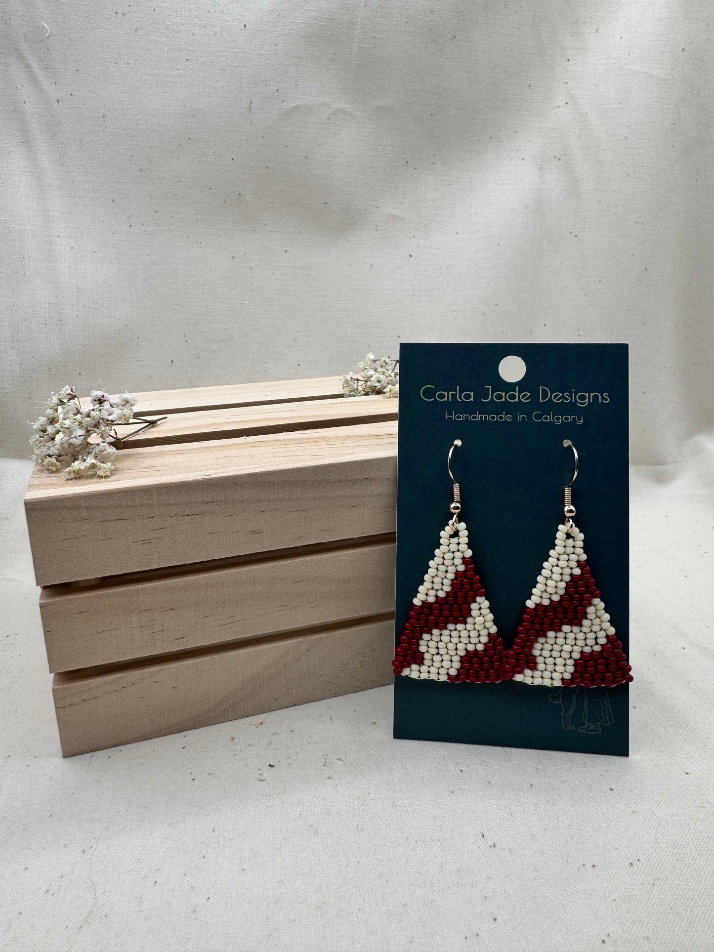 Colourwave Earrings - Red and Bone