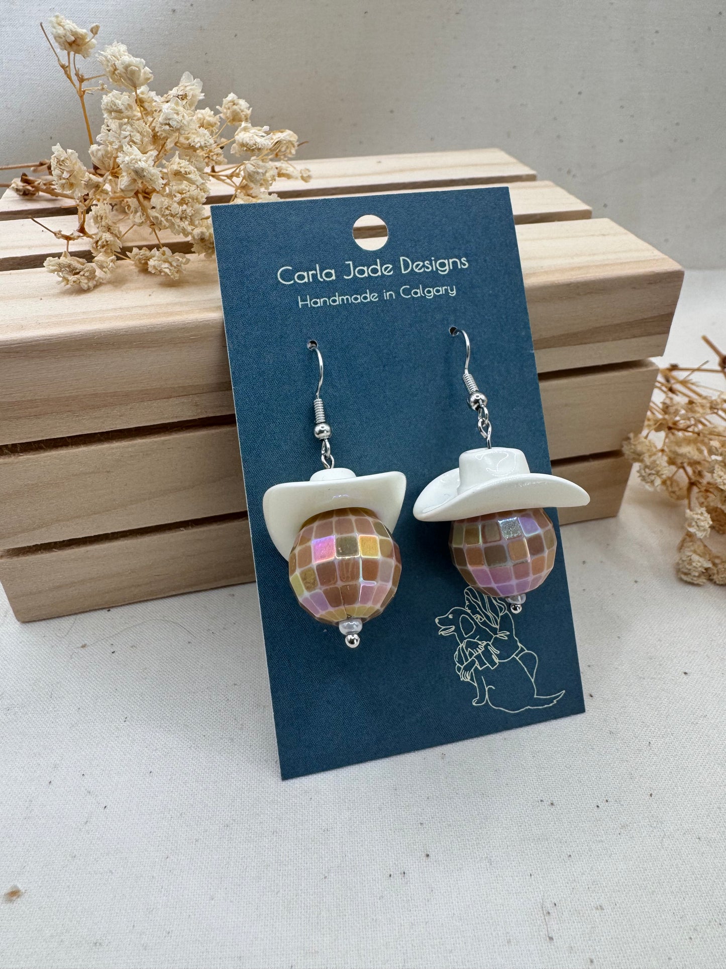 Midnight Rodeo Earrings - White & Brown