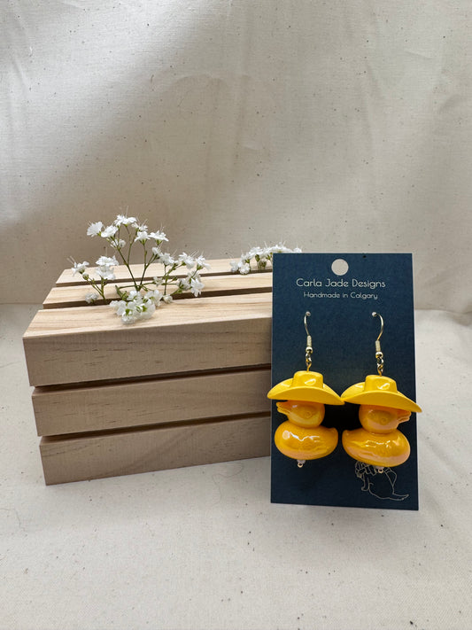 Howdy Duck Earrings - Yellow