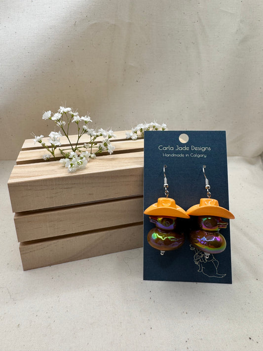 Howdy Duck Earrings - Orange & Brown