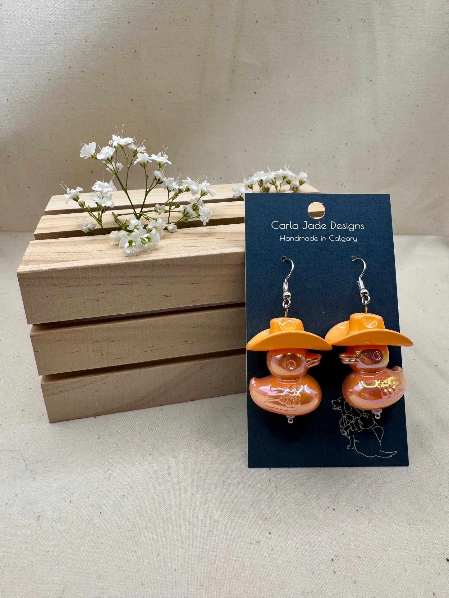 Howdy Duck Earrings - Orange