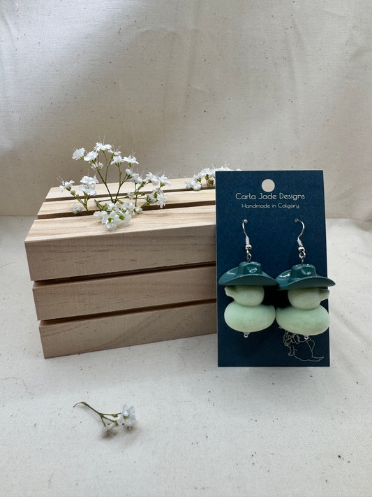 Howdy Duck Earrings - Flocked - D Green