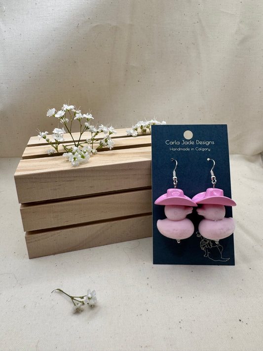 Howdy Duck Earrings - Flocked - L Pink