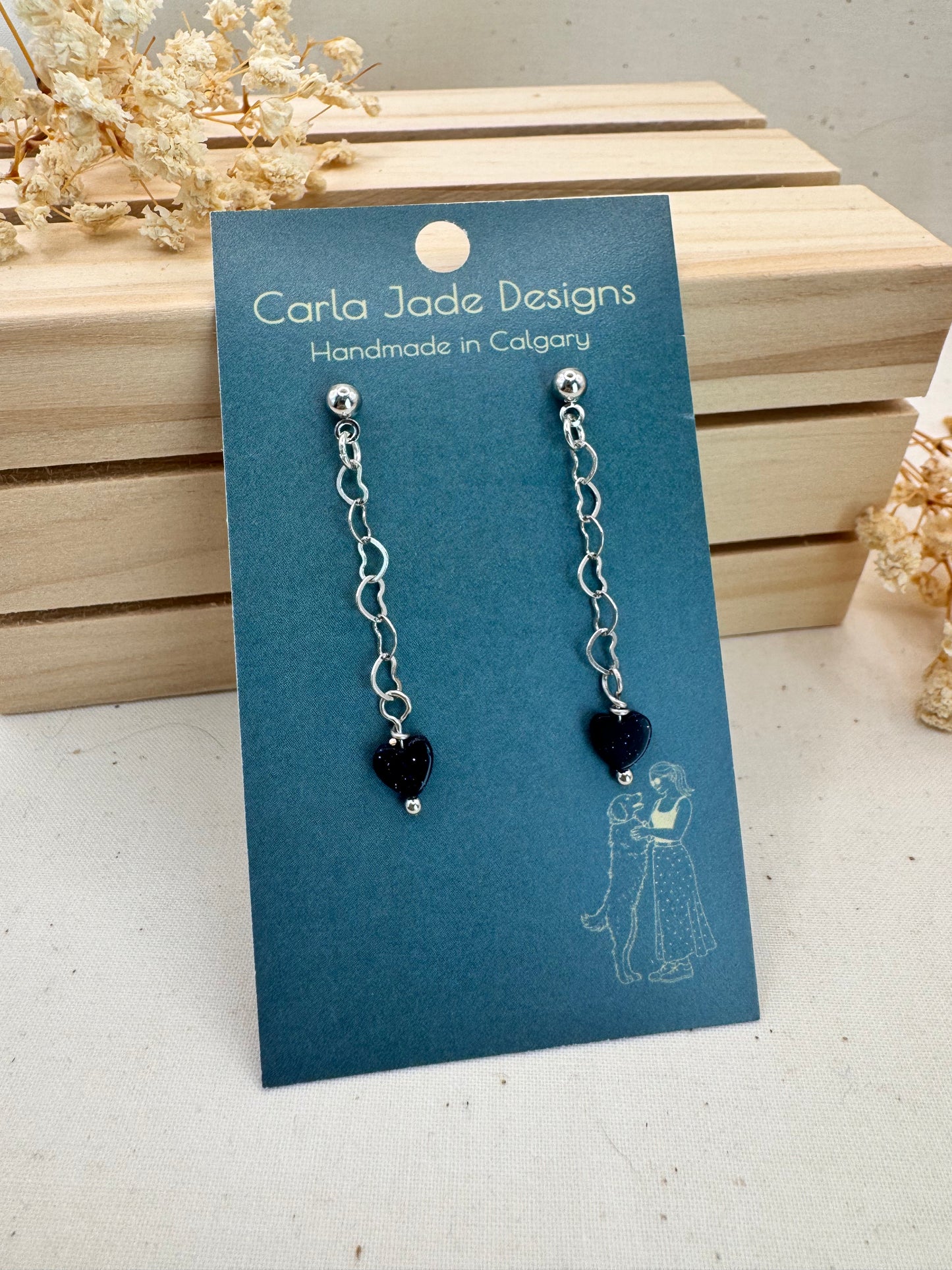 Attached Earrings - Moon Dust Heart