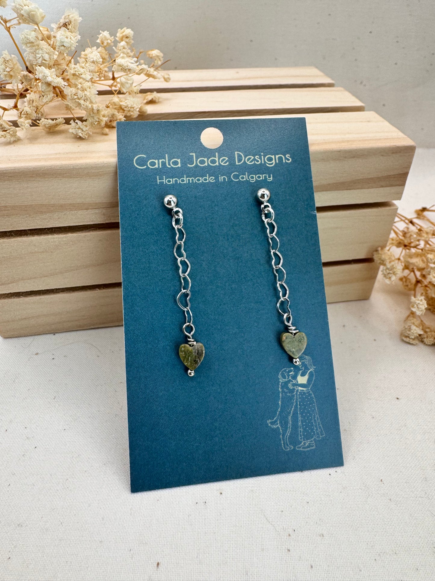 Attached Earrings - Woodland Hearts