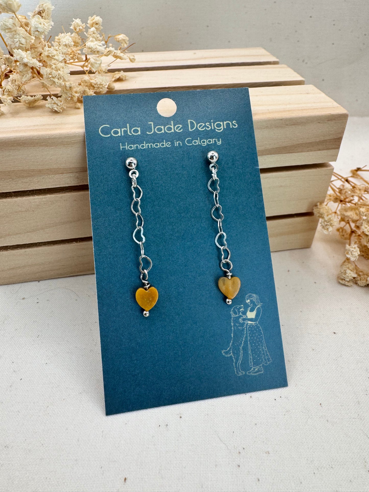 Attached Earrings - Honey Heart
