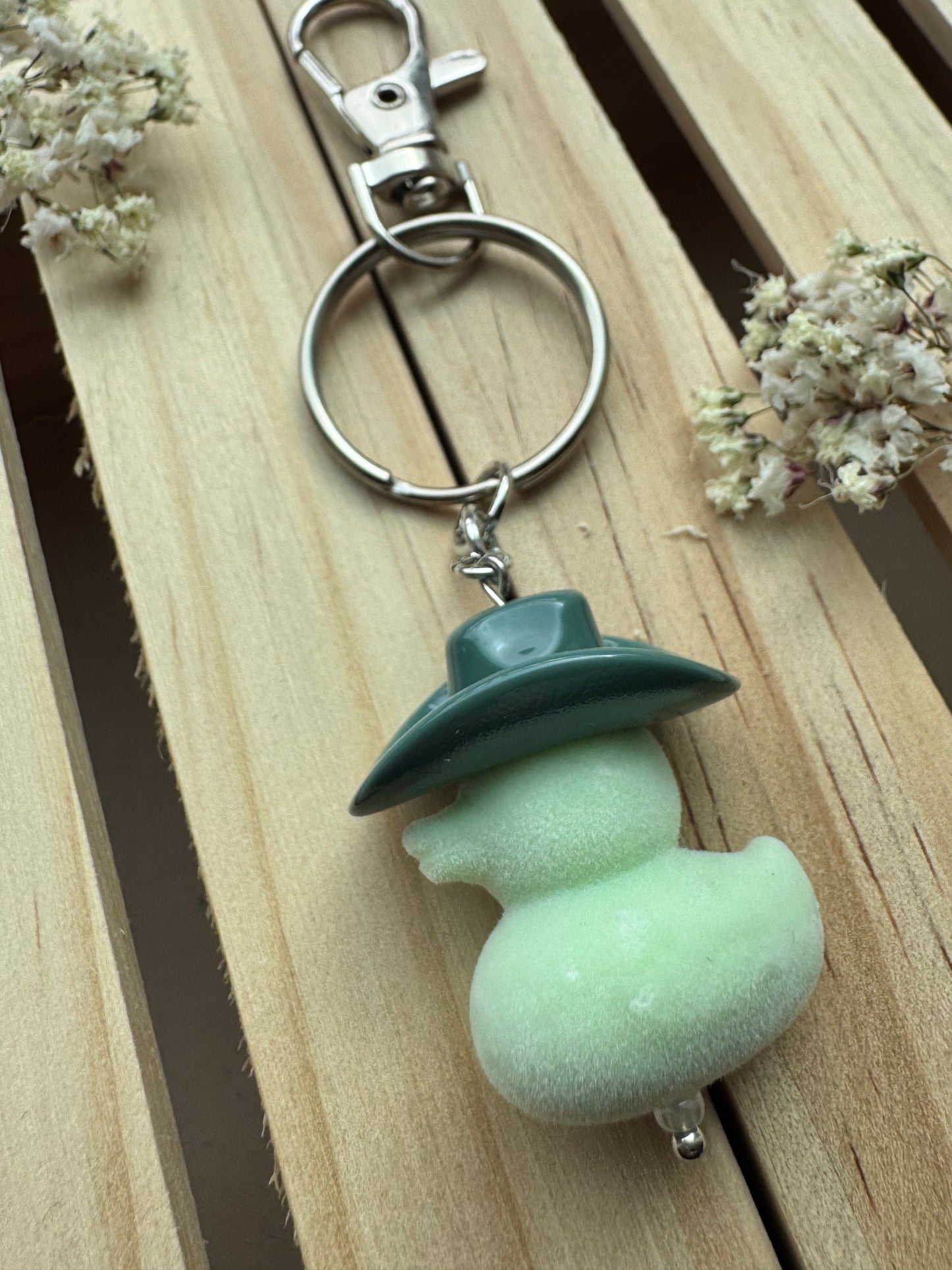 Howdy Duck - Key Ring - Flocked - Dark Green