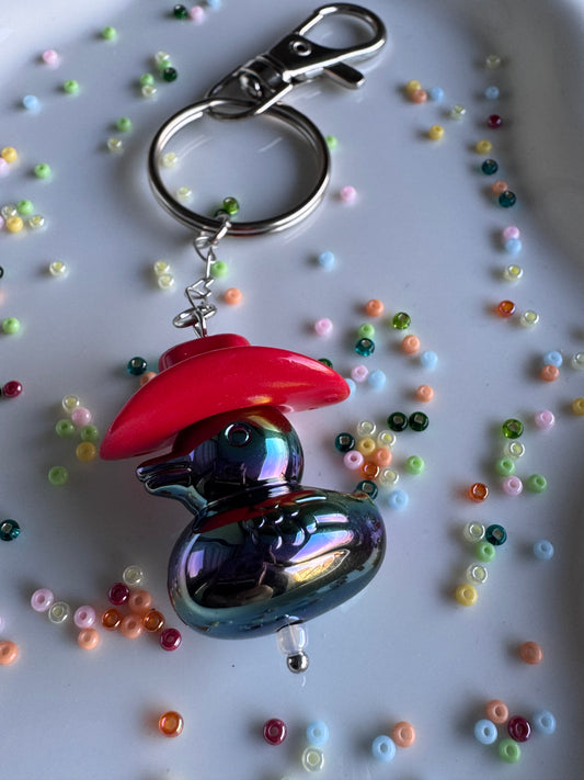 Howdy Duck - Key Ring - Red & Black