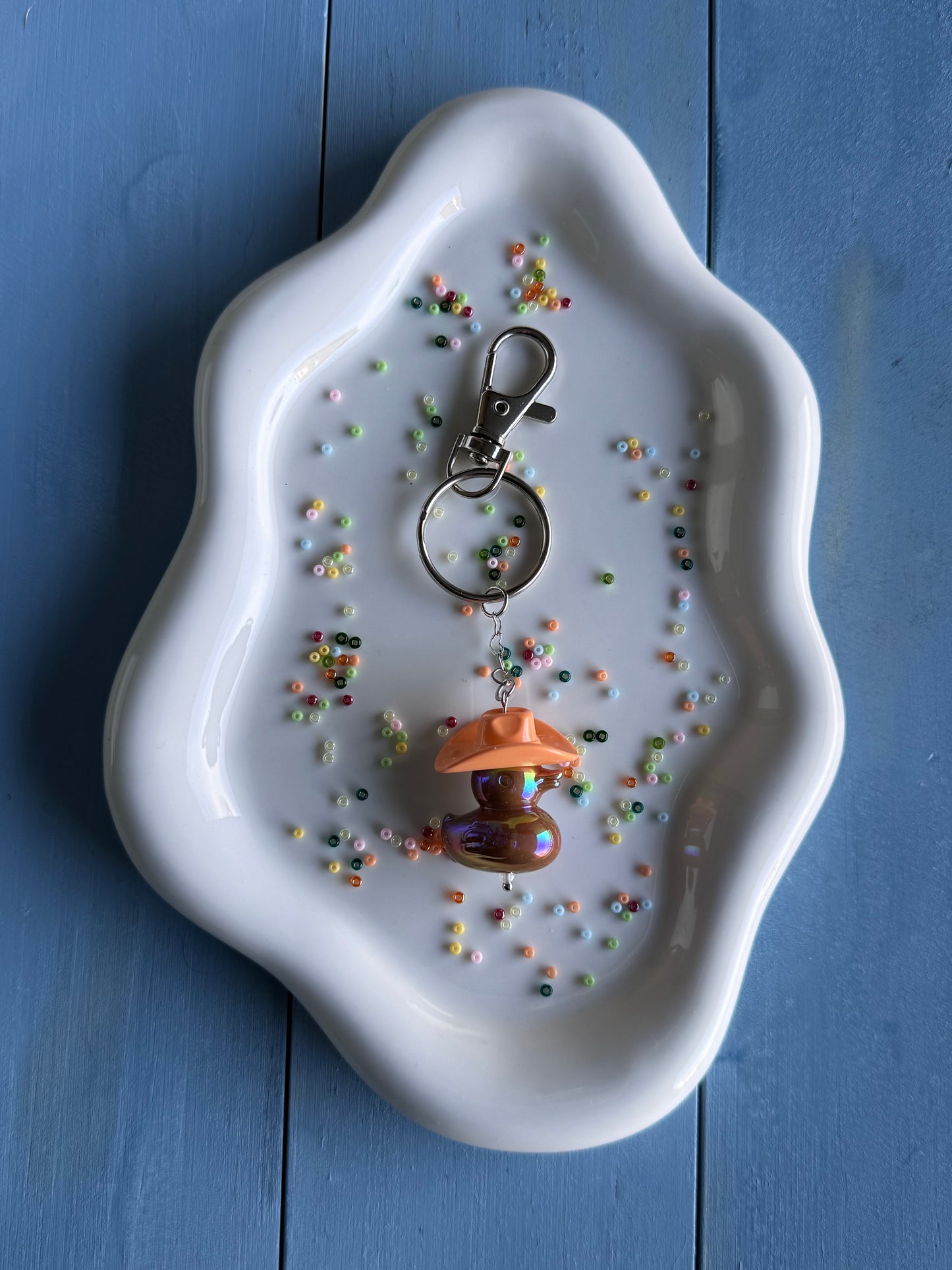 Howdy Duck - Key Ring - Orange & Brown