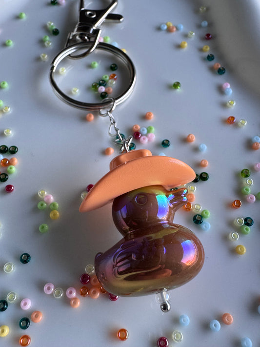 Howdy Duck - Key Ring - Orange & Brown