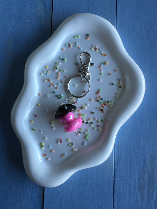 Key Ring - Duck Cowboy - Black & Pink