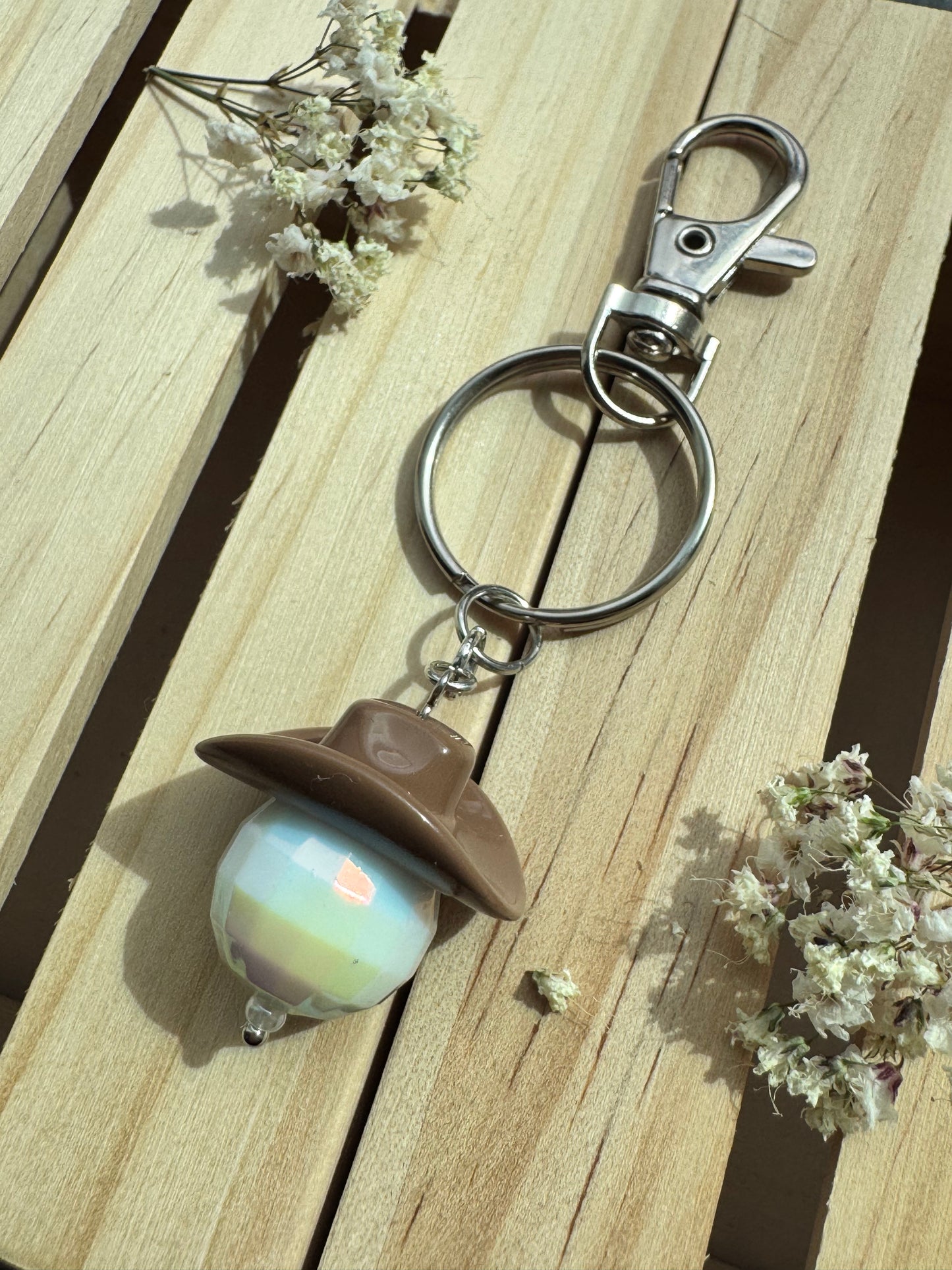 Midnight Rodeo - Key Ring - Brown & White