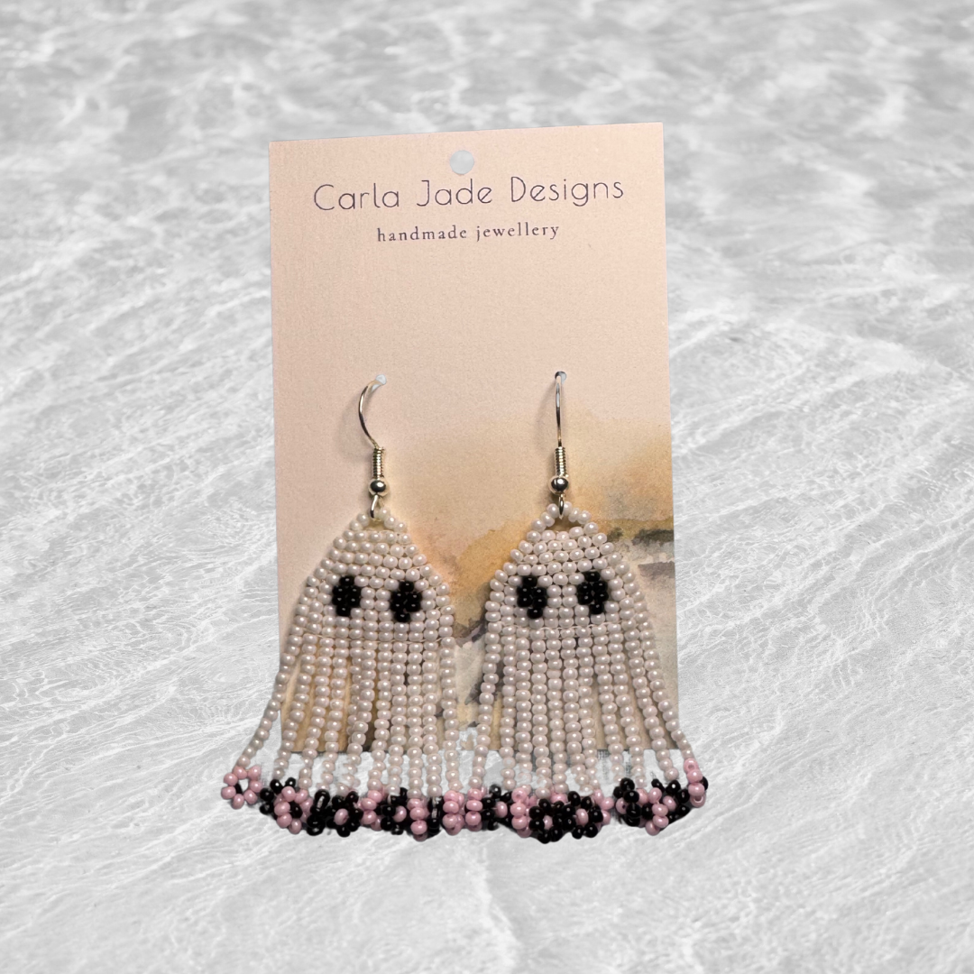 Ghost Earrings - Pink and Black