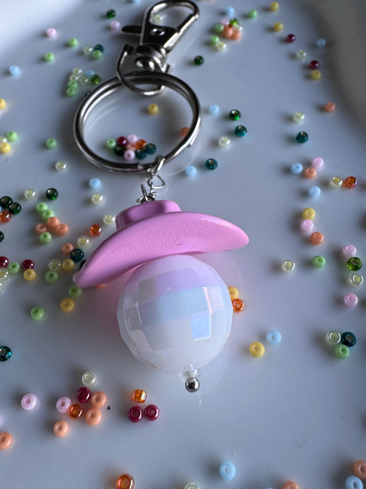 Key Ring - Disco Cowboy - Pink & White