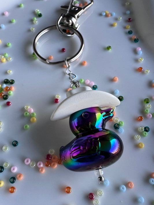 Key Ring - Duck Cowboy - White & Black