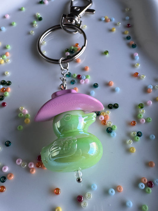 Key Ring - Duck Cowboy - Pink & Green