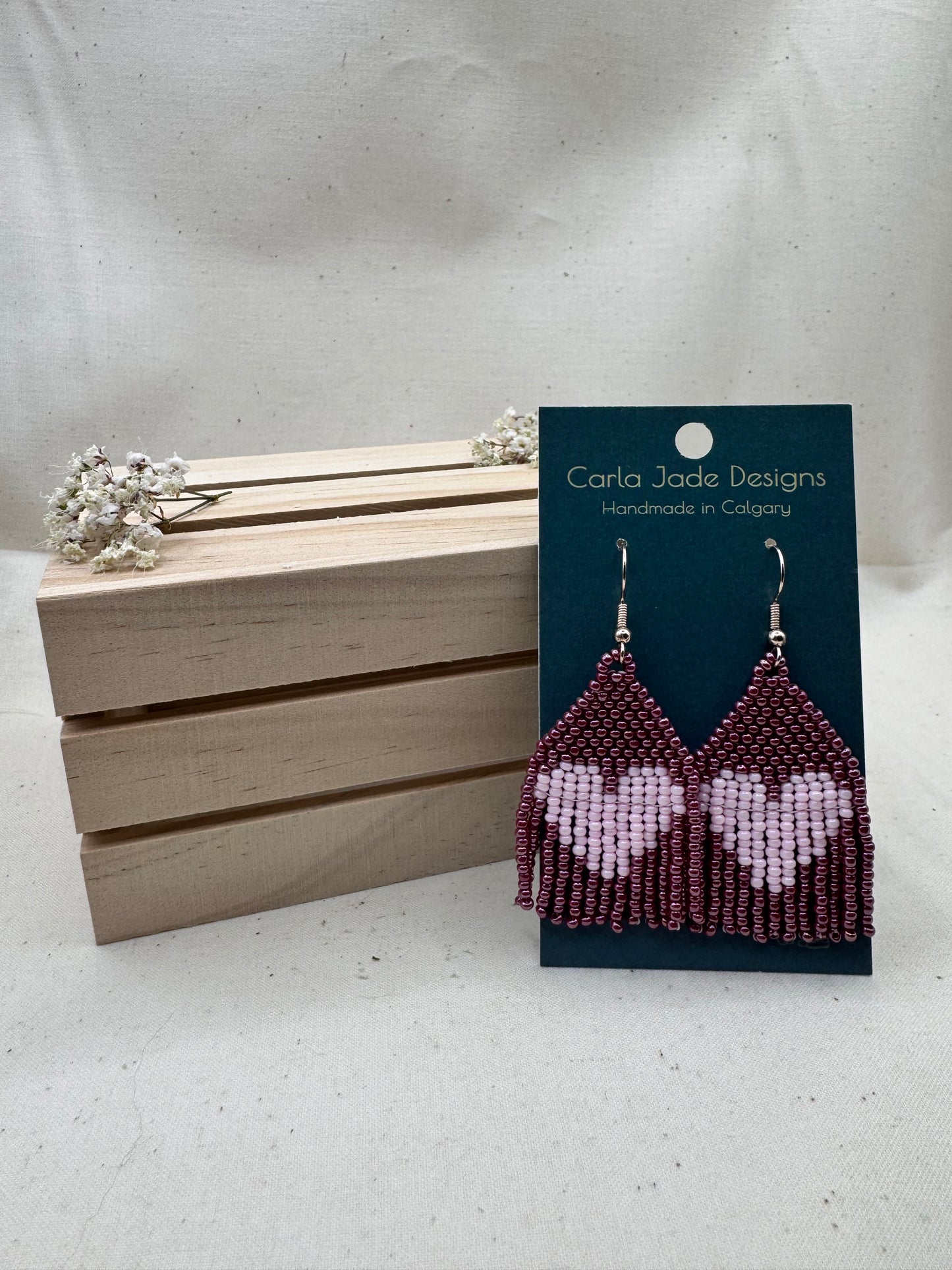 Heart Earrings - Maroon and Pink