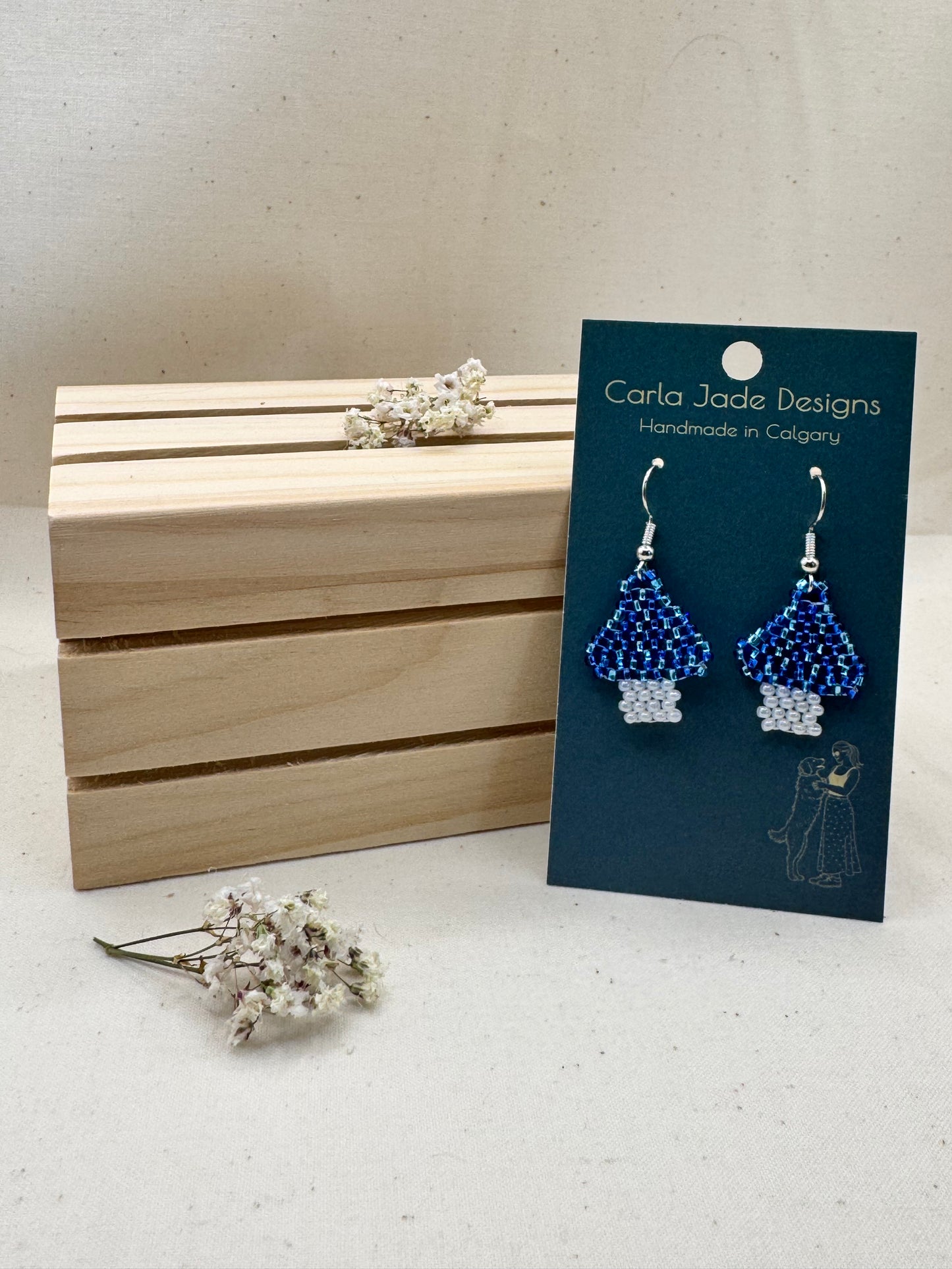 Mini Mushroom Earrings - Aqua Mix