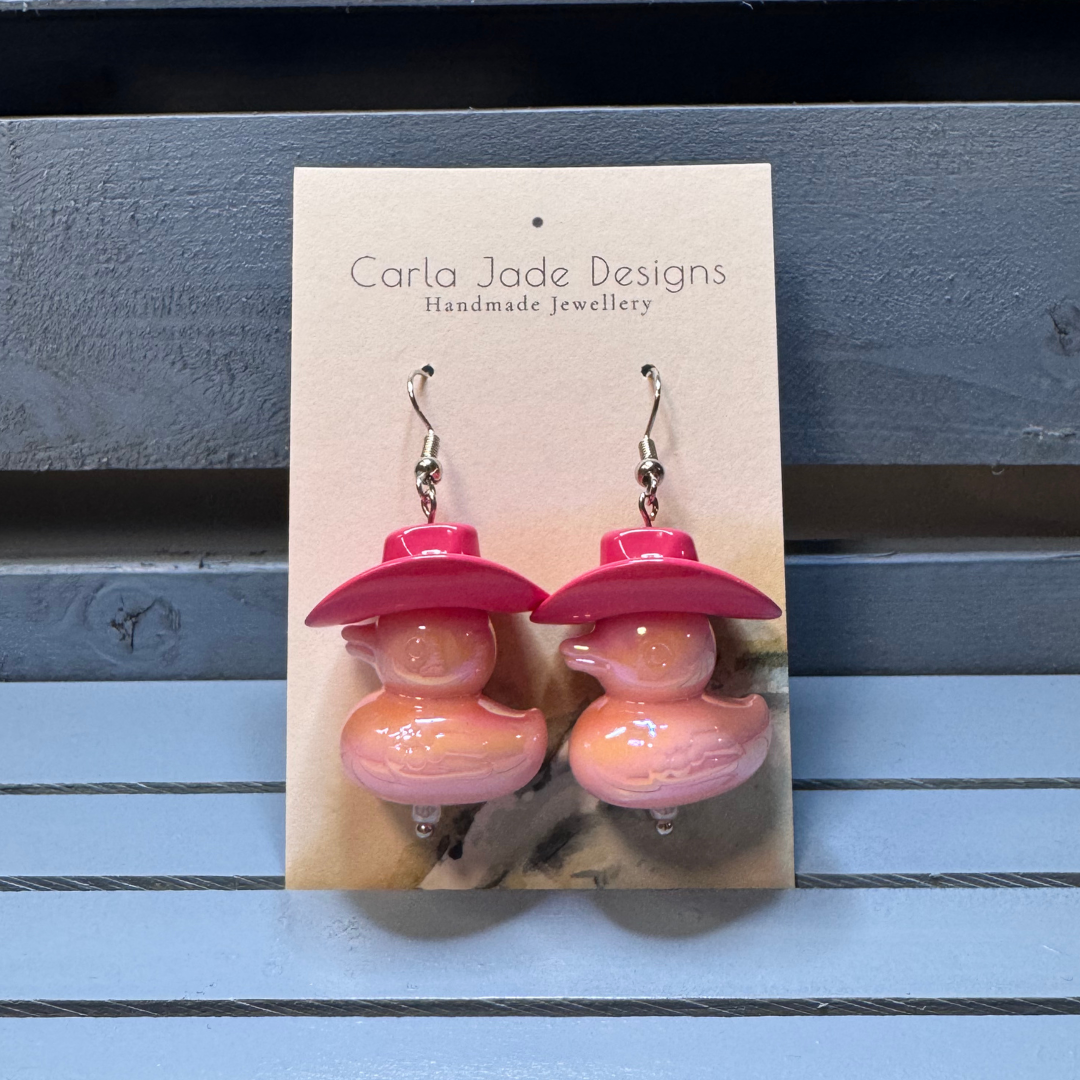 Cowboy Duck Earrings - D Pink & L Pink