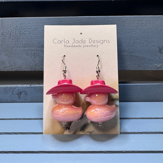 Cowboy Duck Earrings - D Pink & L Pink