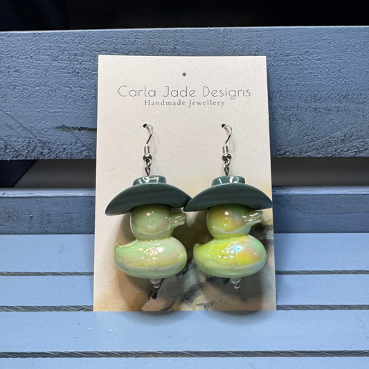 Cowboy Duck Earrings - Green