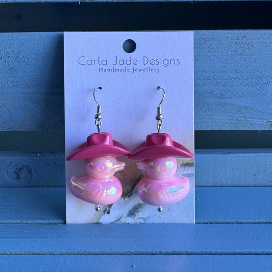 Cowboy Duck Earrings - D Pink & L Pink