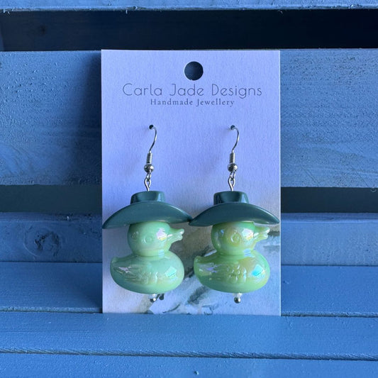 Cowboy Duck Earrings - D Green