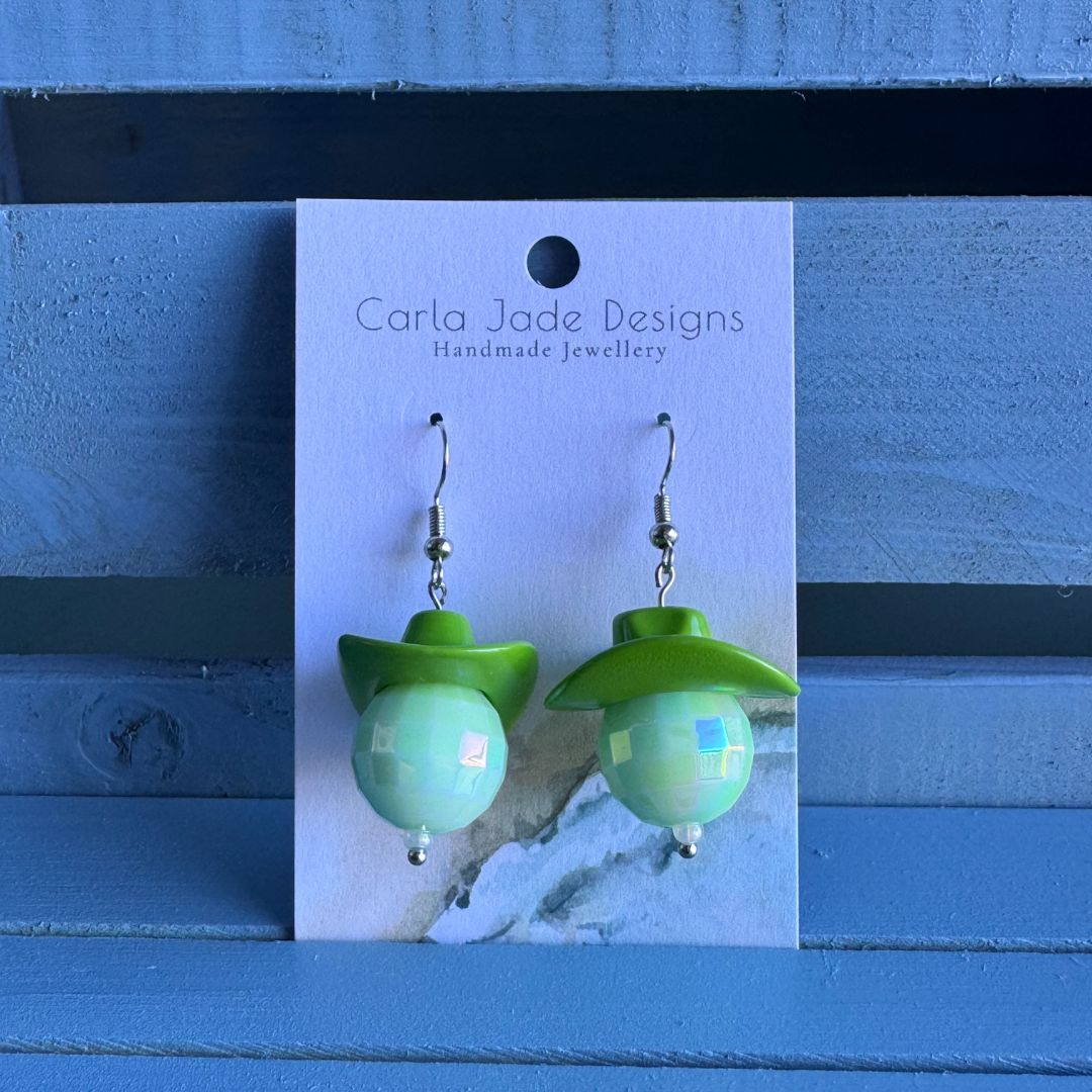 Disco Cowboy Earrings - Light Green