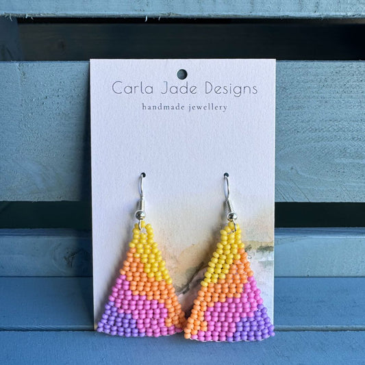 Wavy Earrings - Yellow, Orange, Pink & Purple