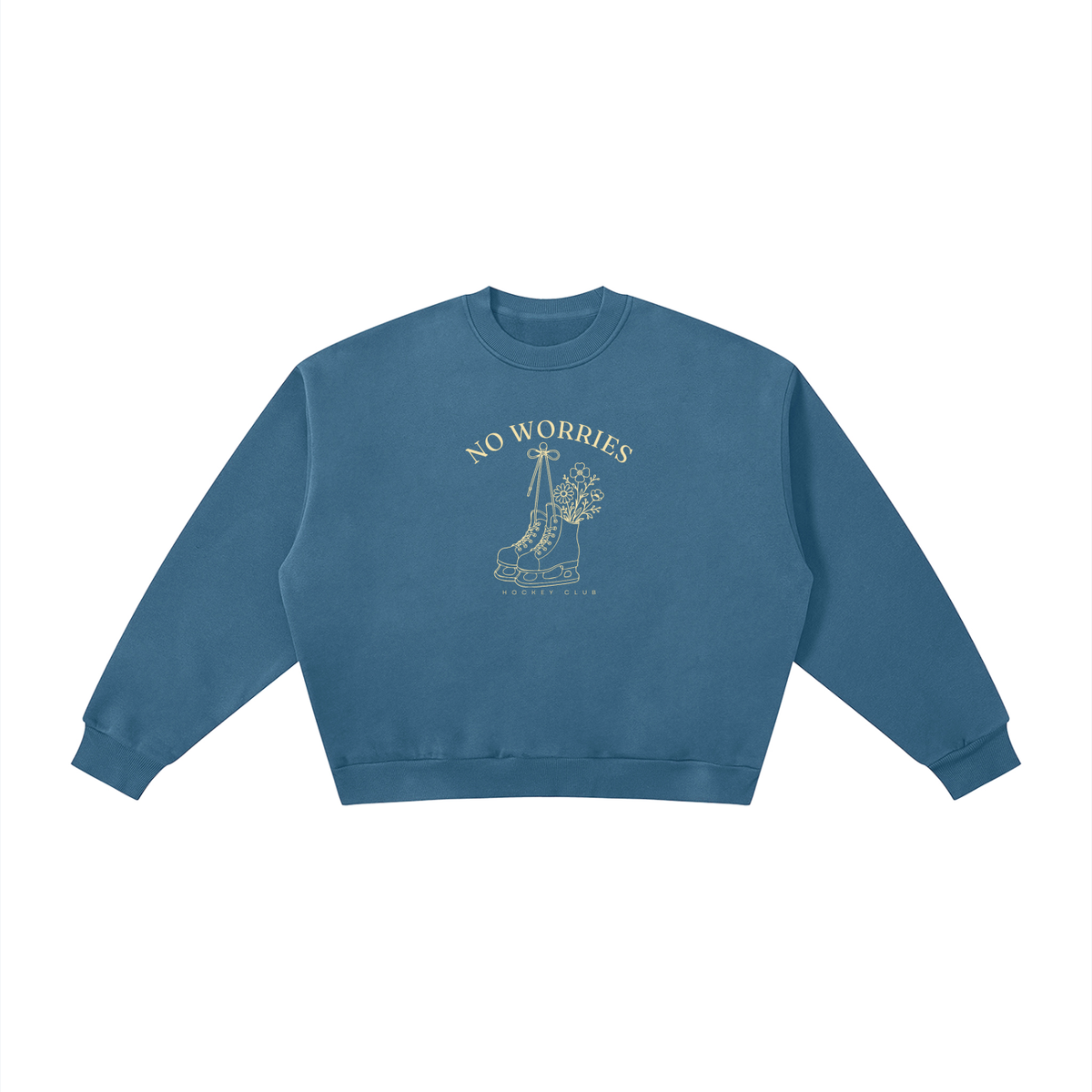 No Worries Hockey Club | Ladies’ Oversized Crewneck | Buttercream