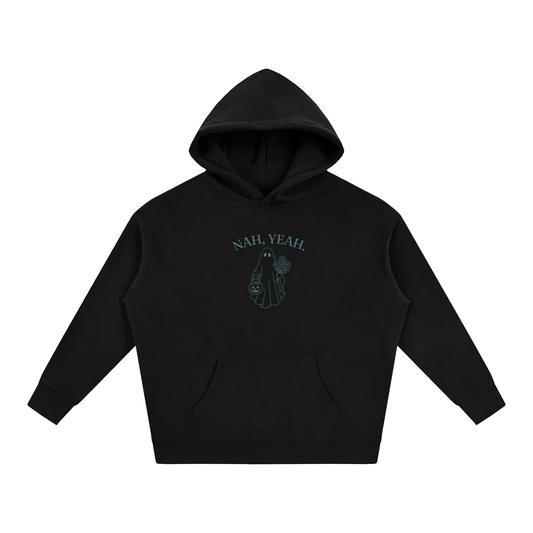 Nah, Yeah unisex oversized hoodie with ocean artwork in Flower Gray – product view