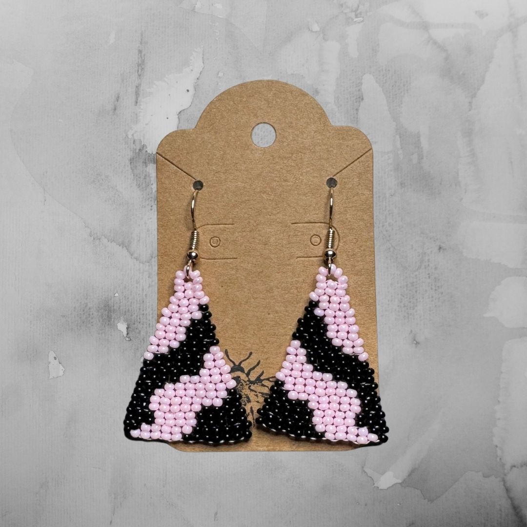 Wavy Earrings - Pink and Black