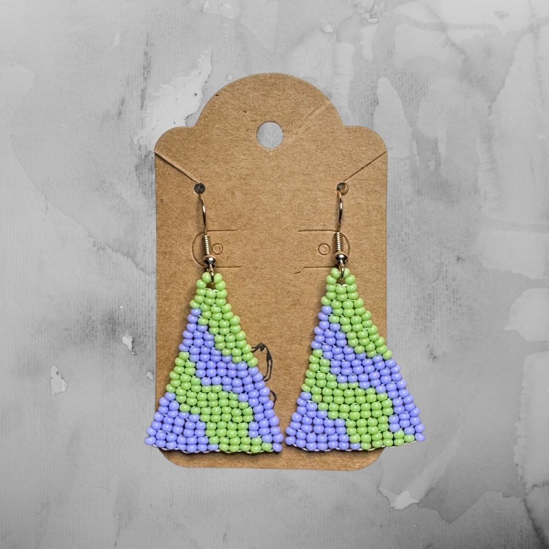 Wavy Earrings - Green & Purple