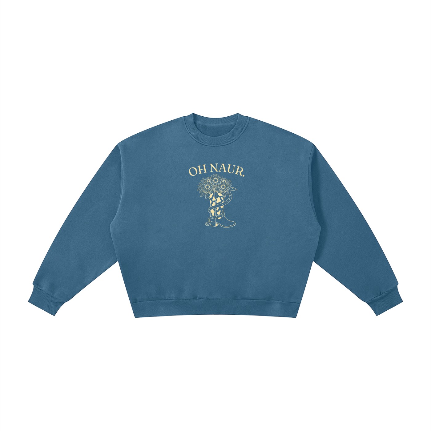 Oh Naur | Ladies’ Oversized Crewneck | Buttercream