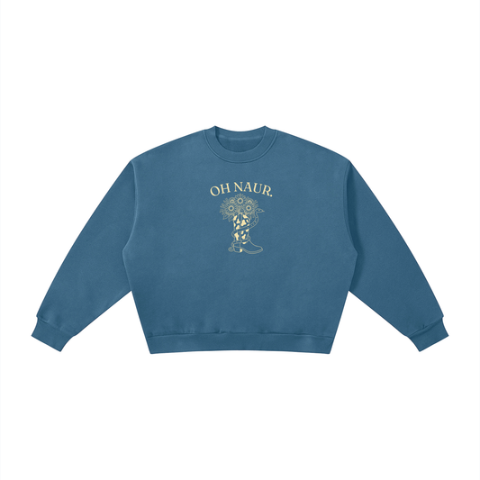 Oh Naur | Ladies’ Oversized Crewneck | Buttercream