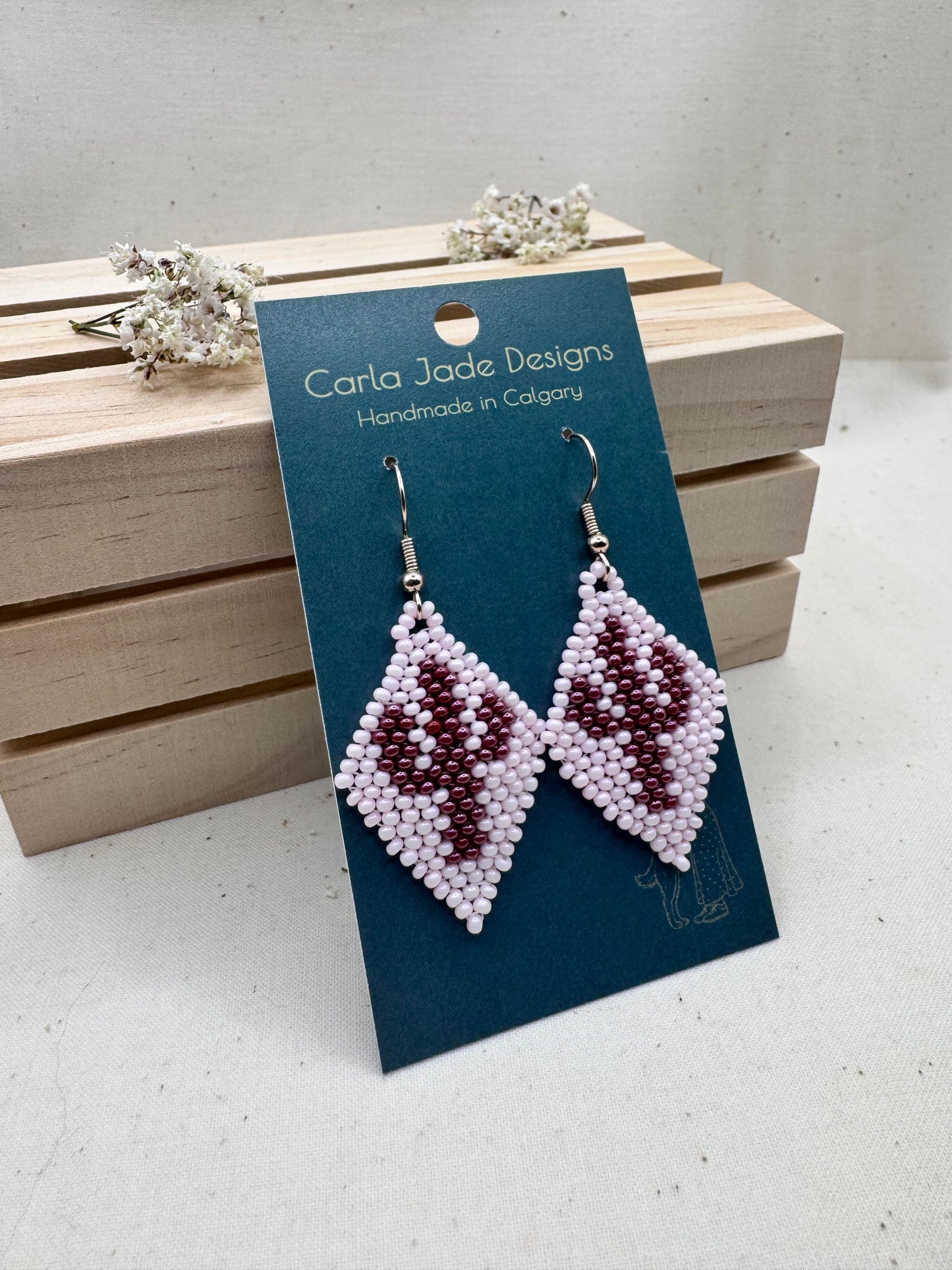 Cactus Earrings - Pink & Maroon